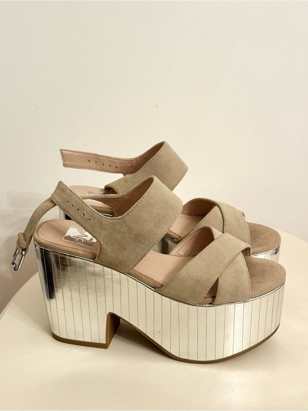 Dolce Vita Silver Mirror Platform sandal platforms heels us 7.5 womens sho